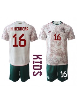 Mexiko Hector Herrera #16 Auswärts Trikotsatz für Kinder WM 2022 Kurzarm (+ Kurze Hosen)